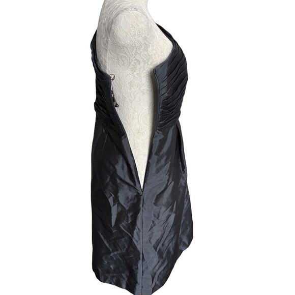 Monique Lhuillier Bridesmaids One Shoulder Taffeta Dress cocktail HOCO LBD sz10 - Picture 5 of 10